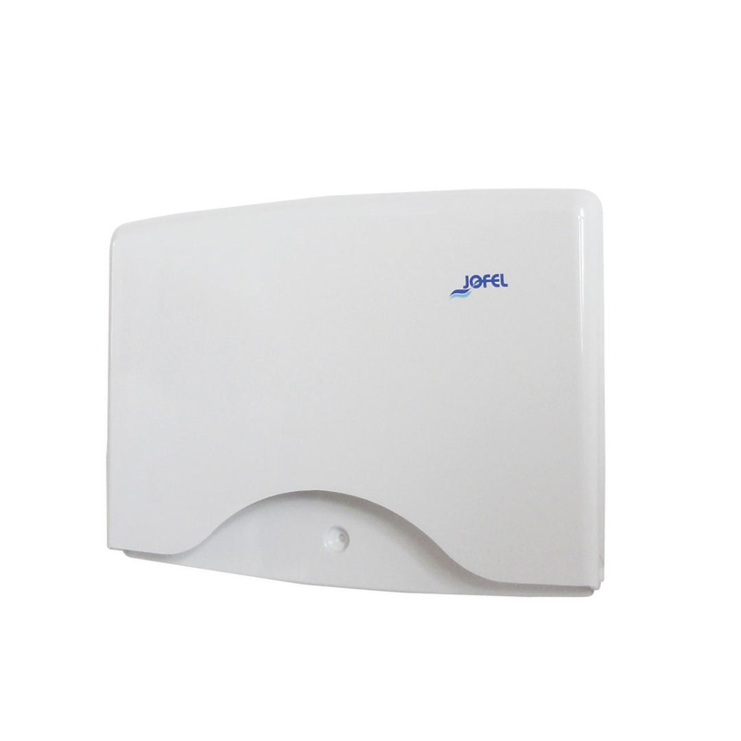 Dispensador de papel cubre asientos WC | Jofel AH20000 | Capacidad 250 piezas | Plástico ABS blanco