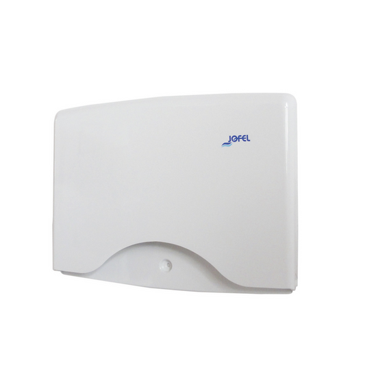 Dispensador de papel cubre asientos WC | Jofel AH20000 | Capacidad 250 piezas | Plástico ABS blanco