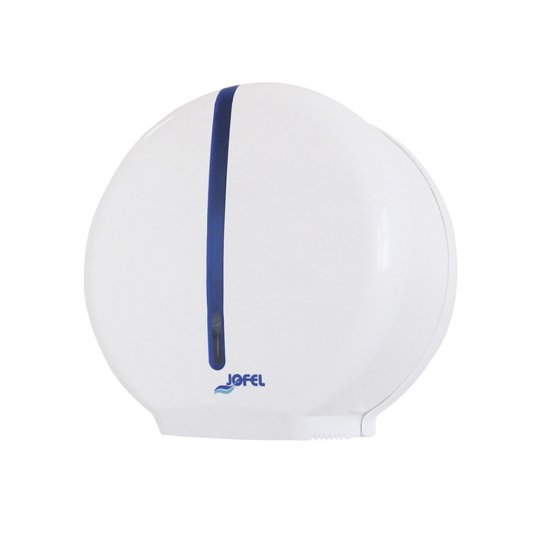 Dispensador de papel higiénico jumbo Atlántica Maxi | Jofel AE37000 | Para rollo 12″ (305 mm) | Plástico ABS blanco