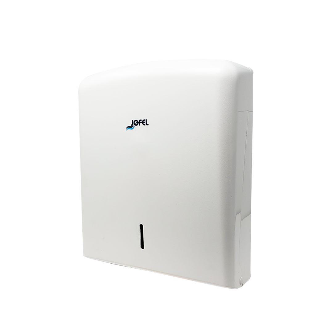 Dispensador de toalla interdoblada Smart | Jofel DT33001 | Capacidad 600 toallas | Plástico ABS blanco
