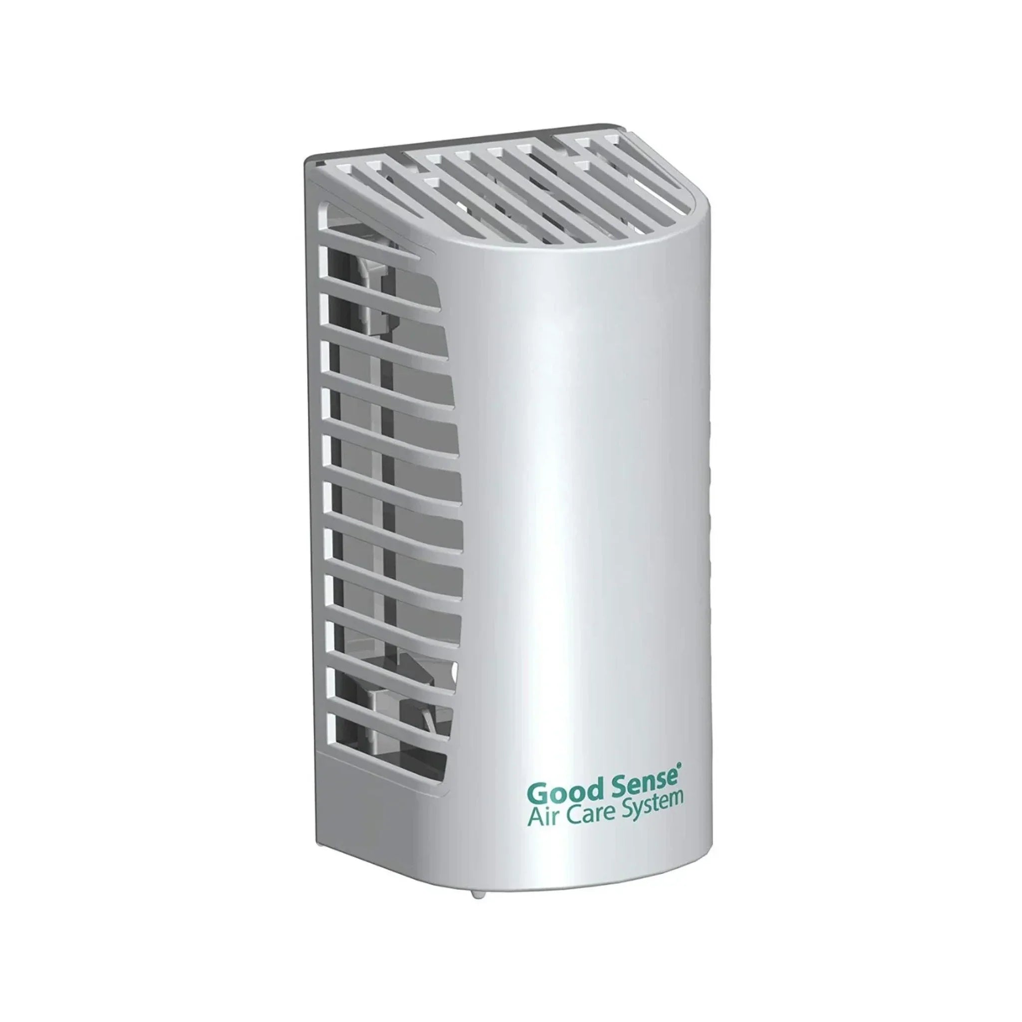 Dispensador de pared Good Sense 60 Days instalado en un pasillo de hotel, mostrando su diseño discreto.