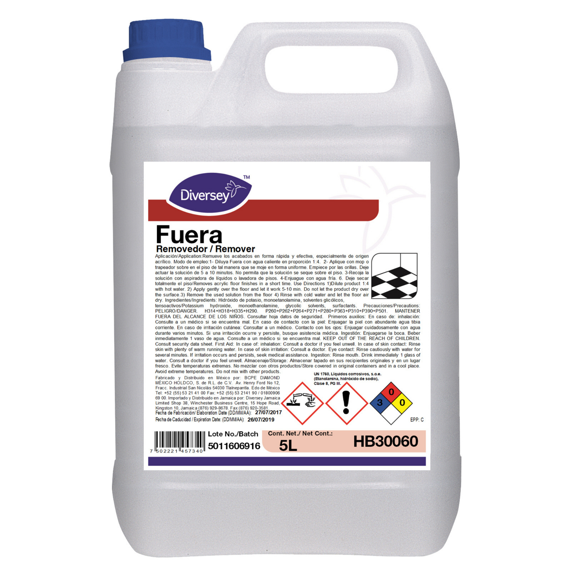 Removedor Alcalino Acción Rápida Diversey HB30052 — 4x5 L
