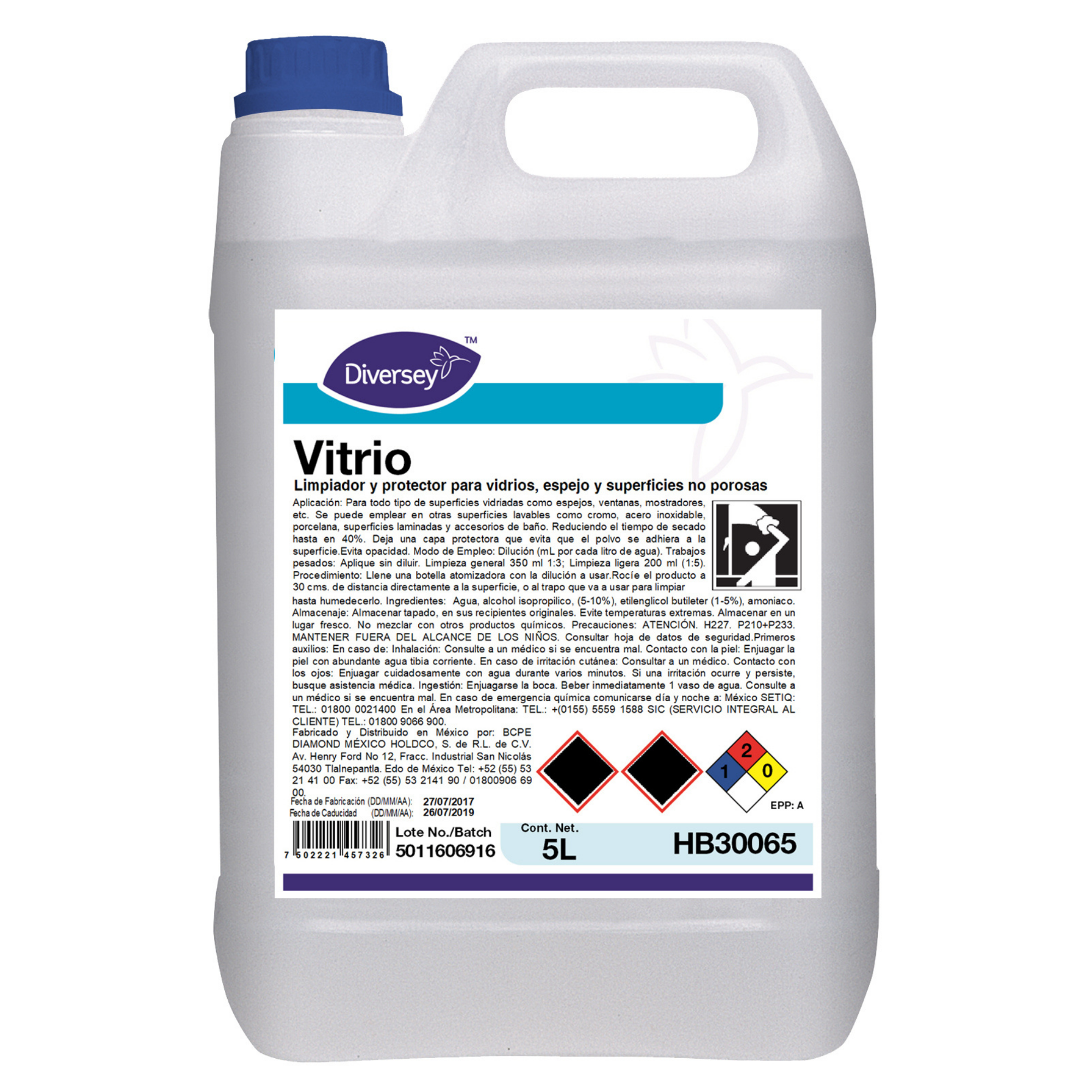 Limpiador y Protector para Vidrios Vitrio Diversey HB30065 - 4x5 L