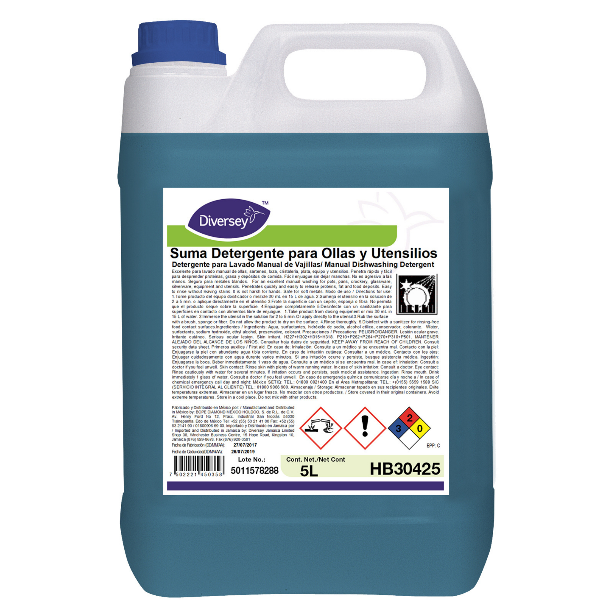Detergente para Ollas y Utensilios Diversey HB30425 - 4x5L
