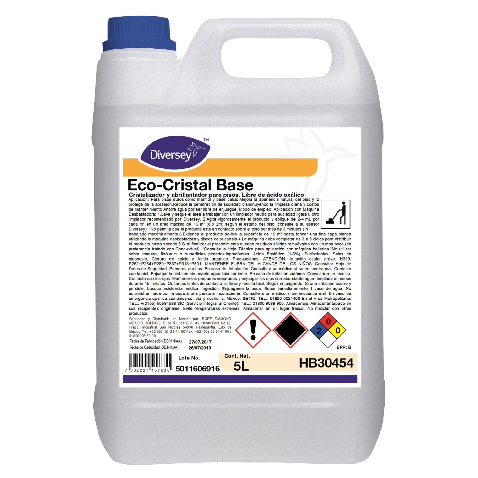 Cristalizador y Abrillantador Pisos Eco-Cristal Base Diversey HB30454