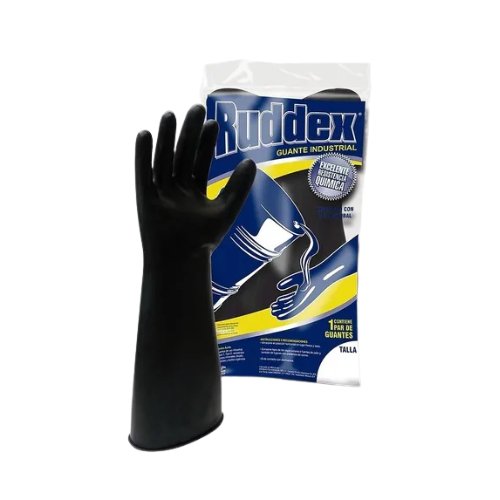 adex-guante-negro-industrial-contra-acido-45cm.jpg: Guante industrial ADEX en color negro con una longitud de 45 cm