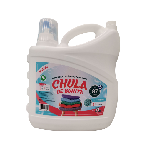 detergente-liquido-ropa-color-chula-de-bonita-7l.peng:Botella de 7 litros de detergente líquido CHULA DE BONITA para ropa de color, mostrando la etiqueta