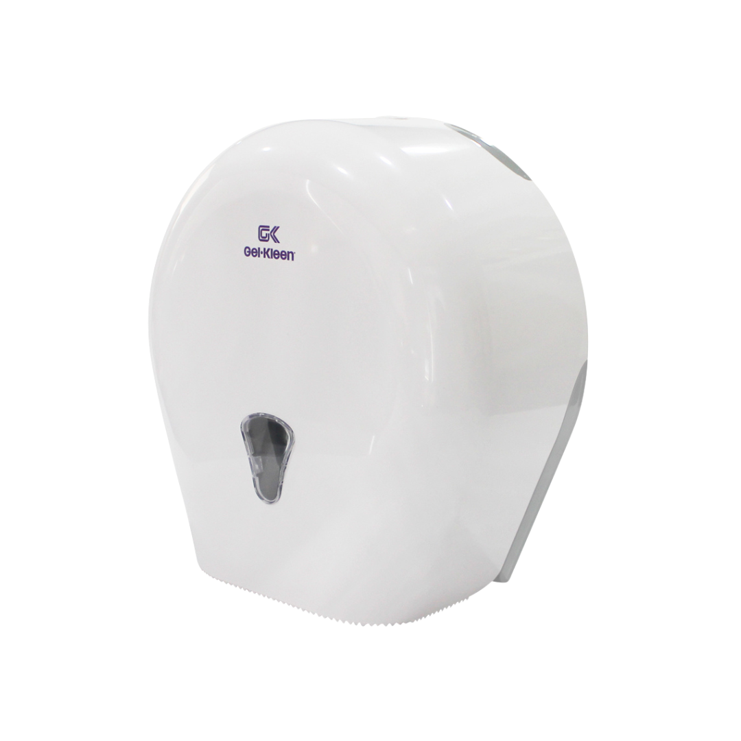 gelkleen-dispensador-papel-higienico-junior-blanco-008866.jpg: Despachador de papel higiénico Gel-Kleen Junior en color blanco, con la clave 008866