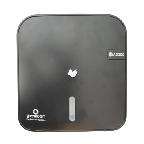 greymoon-ad200-dispensador-center-pull-papel-higienico.jpg: Despachador de papel higiénico "Center Pull" de la línea AD200 BLACK de greymoon