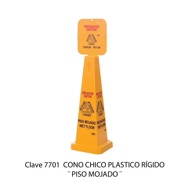Cono Señal de Plástico Rígido — Precaución Piso Mojado