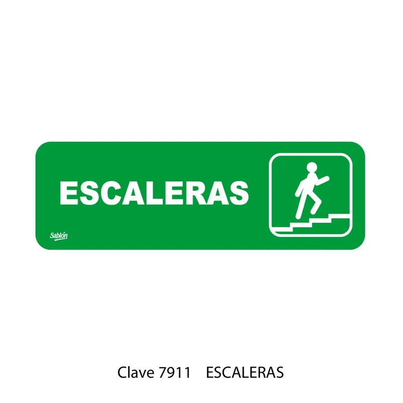 Señal de escaleras — Placa Rígida Autoadherible Chica — Visibilidad de 0 a 5 metros