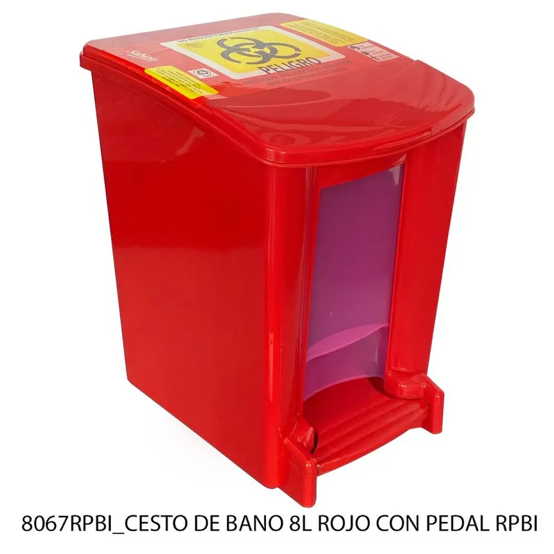 Bote de Basura para baño — para residuos biológicos peligrosos e infecciosos — 8 litros — con Pedal