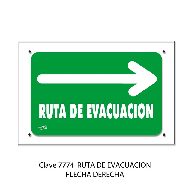 Señal de Ruta de Evacuación — Placa de Acrílico Adherible — Visibilidad de 0 a 12 metros — Elite