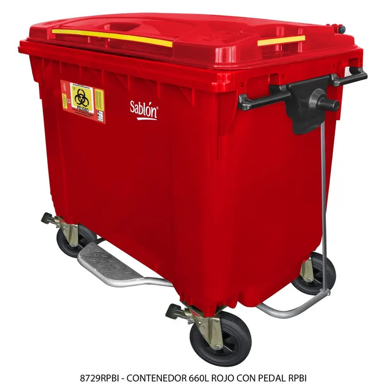 Contenedor de Basura — para residuos biológicos peligrosos e infecciosos — 660 litros — con Pedal