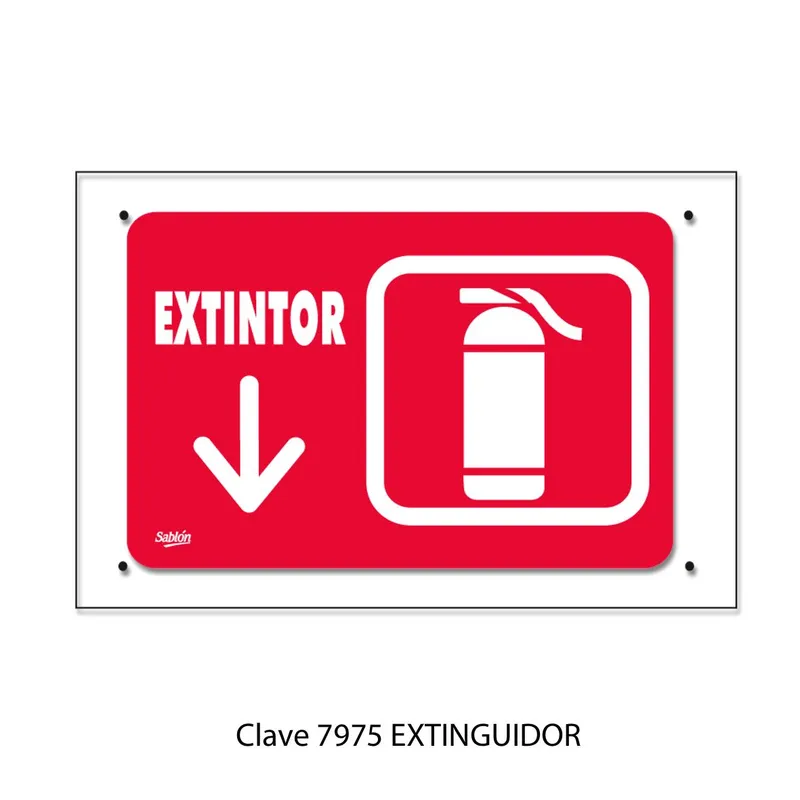 Señal de extinguidor — Placa de Acrílico Autoadherible — Visibilidad de 0 a 12 metros — Elite