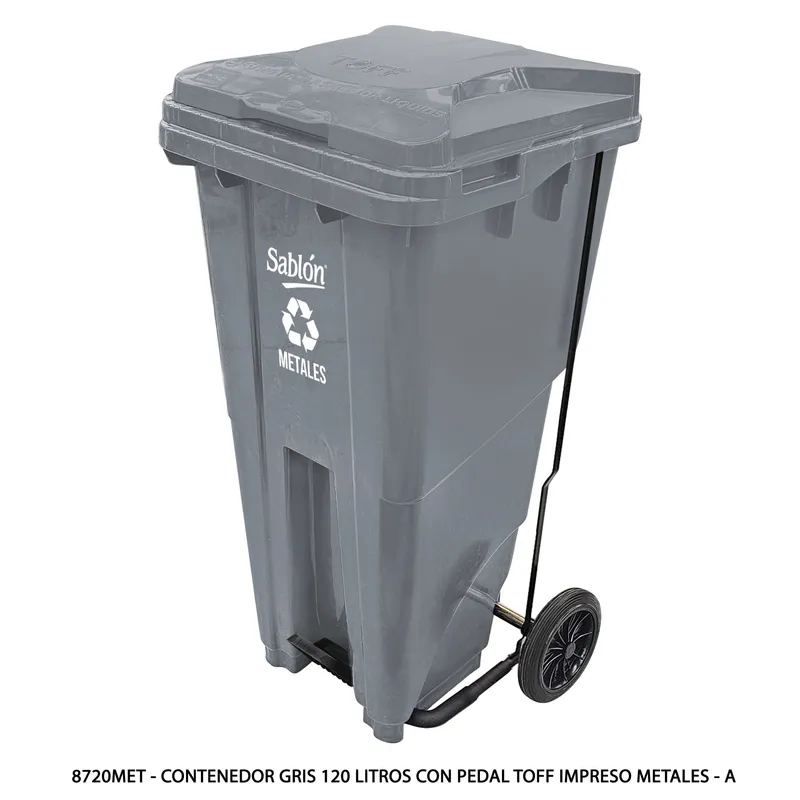Contenedor Gris 120 Litros con Pedal — Impreso Metales