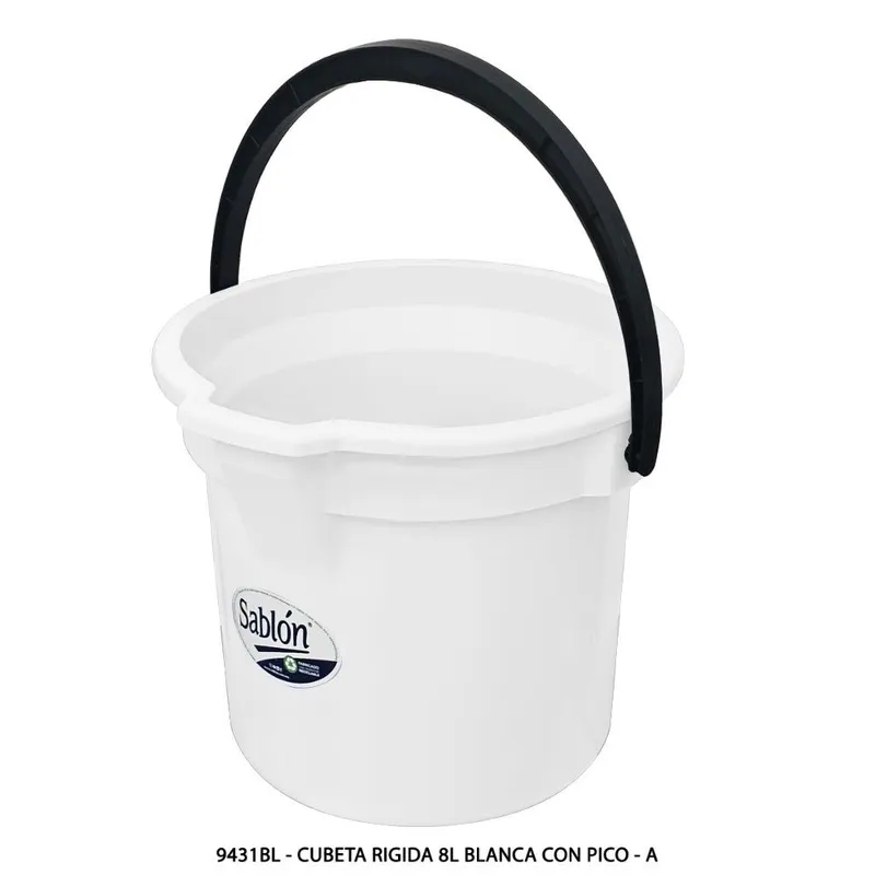 Cubeta Rigida 8 Litros — Color Blanca con Pico