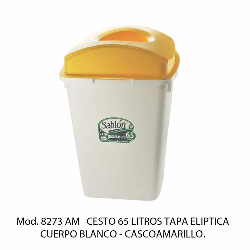 Bote de basura grande de 65 litros — Tapa Elíptica Amarillo