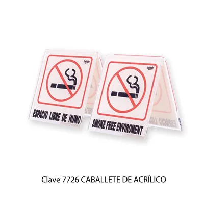 Caballete no fumar — Caballete en acrílico — Con leyenda en español e inglés
