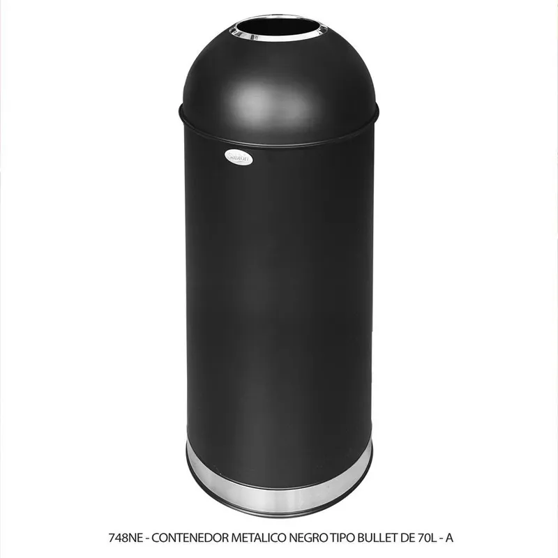 Contenedor Metálico con Tapa Tipo: — “bullet” — Capacidad 70 Litros