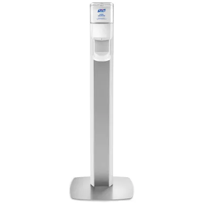 Pedestal de piso PURELL® MESSENGER™ ES6, panel blanco con plata (dispensador incluido)