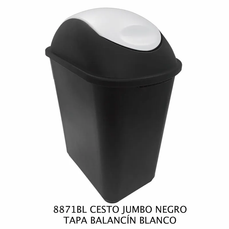Bote de Basura Mediano Jumbo — 26 litros — Con Tapa Balancín Blanco