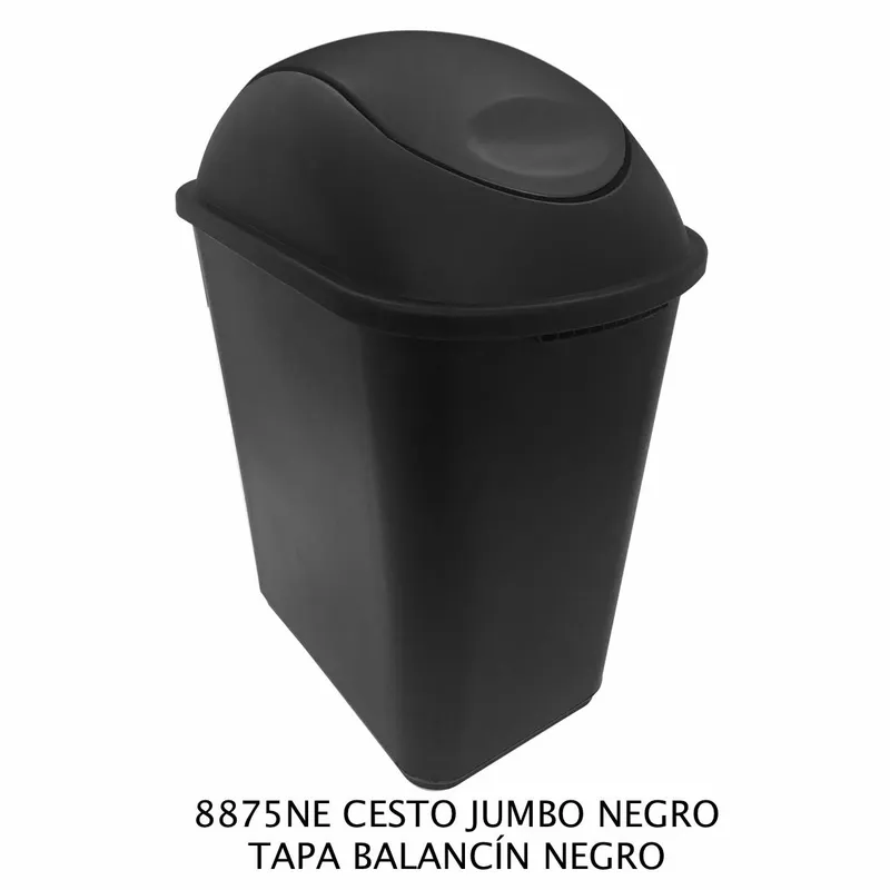 Bote de Basura Mediano Jumbo — 26 litros — Con Tapa Balancín Negro
