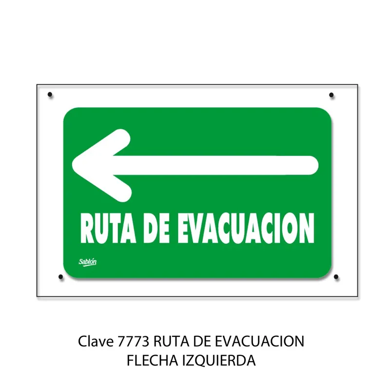 Señal de Ruta de Evacuación — Placa de Acrílico Adherible — Visibilidad de 0 a 12 metros — Elite
