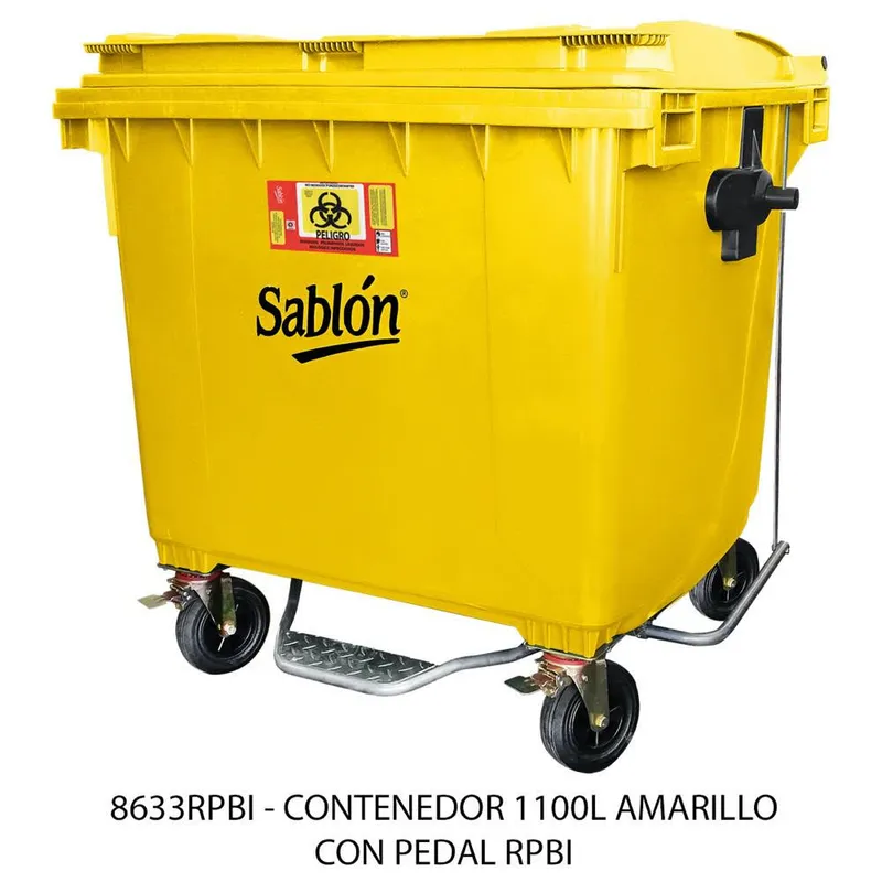 Contenedor de Basura — para residuos biológicos peligrosos e infecciosos — 1100 litros — con Pedal