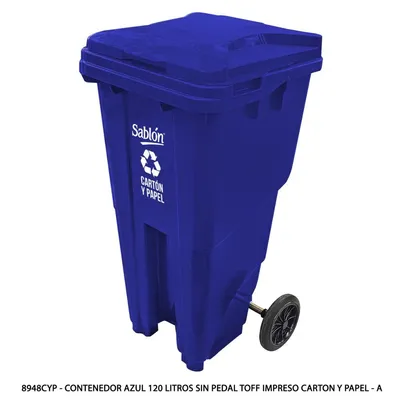 Contenedor Azul 120 Litros sin Pedal — Impreso Carton y Papel