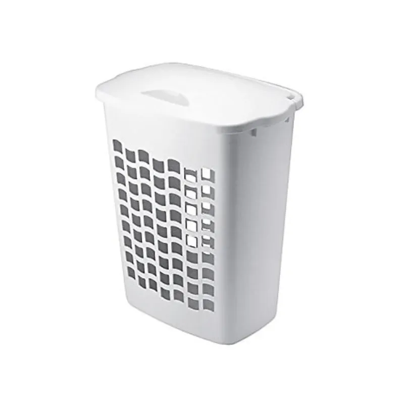 Cesto para ropa con tapa abatible y diseño de ventilación, 77.5 L