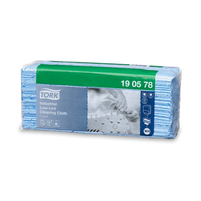 Tork® Paño de Limpieza Industrial Bajo en Pelusa | Caja con 5 rollos | 80 pzas c/u