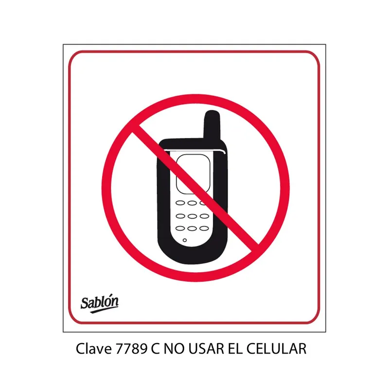 Señal de prohibido el uso del celular — Señal de Vinil Adherible — Visibilidad de 0 a 5 metros