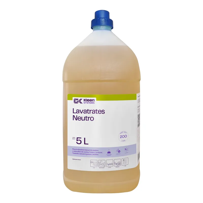 LAVATRASTES NEUTRO 5 L - Detergente concentrado sin aroma para equipos de proceso
