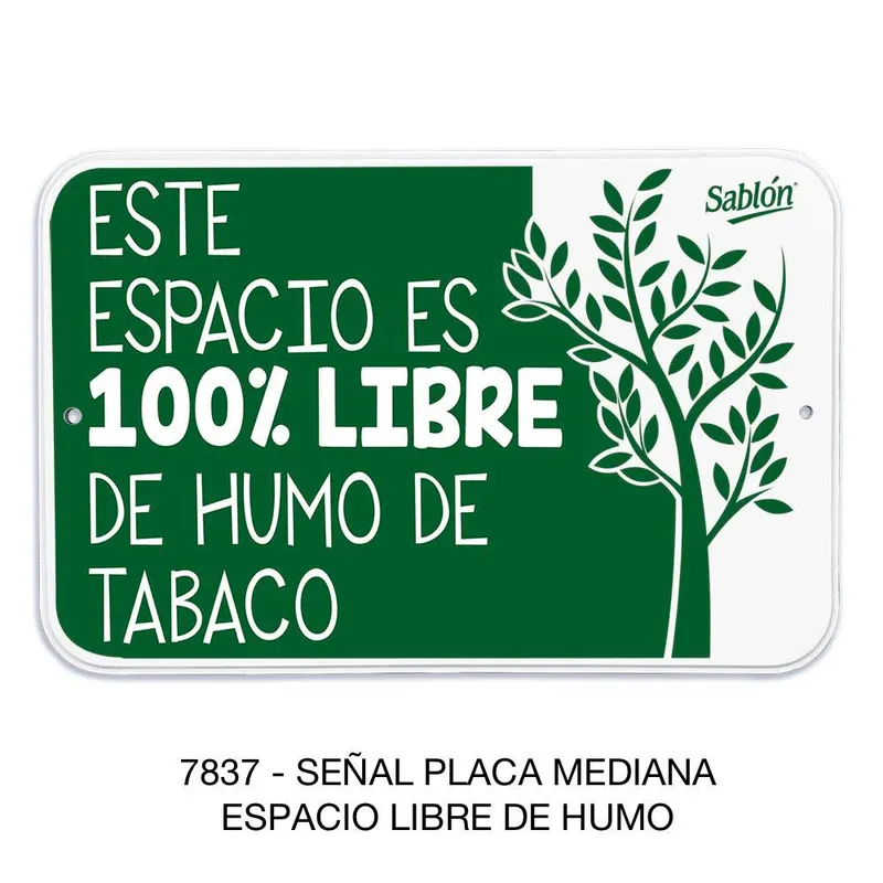 Señal de espacio libre de humo — Placa Rígida Autoadherible mediana — Visibilidad de 0 a 8 metros