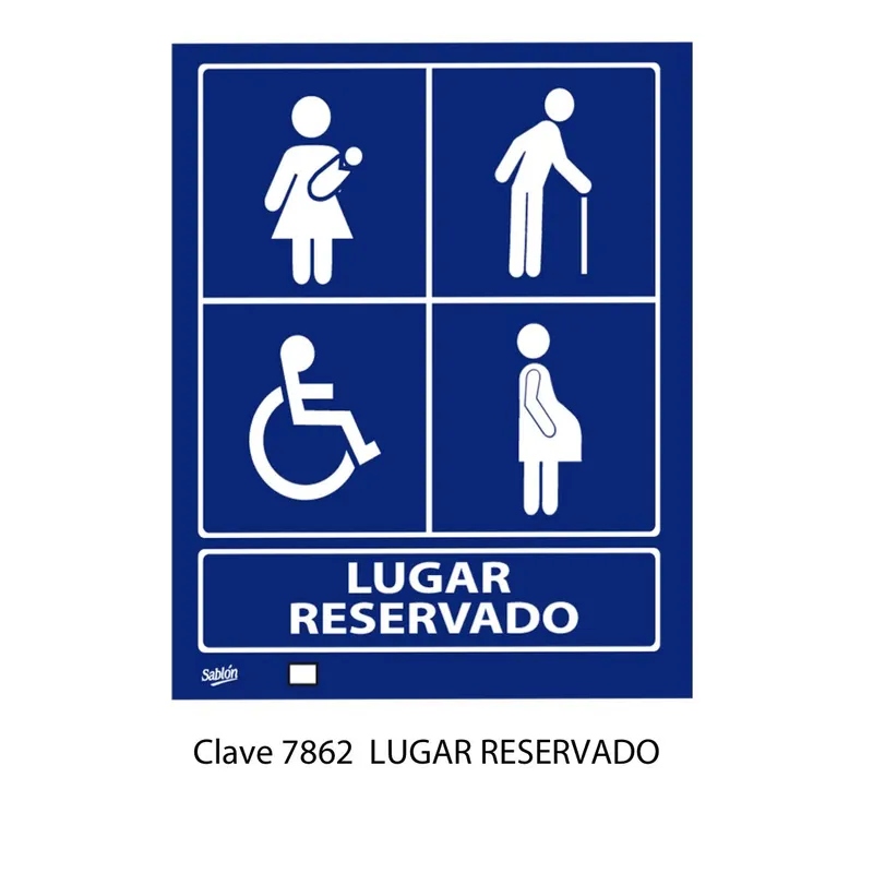 Señal de lugar reservado para adultos mayores, discapacidad y embarazadas — Pòster de Aviso en Lámina de Estireno