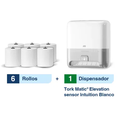 Tork Matic® Dispensador de Toallas de papel en rollo para manos con Sensor + Caja con 6 rollos 274 m c/u