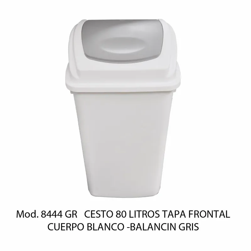 Bote de basura grande de 80 litros — Tapa Balancín Frontal Gris