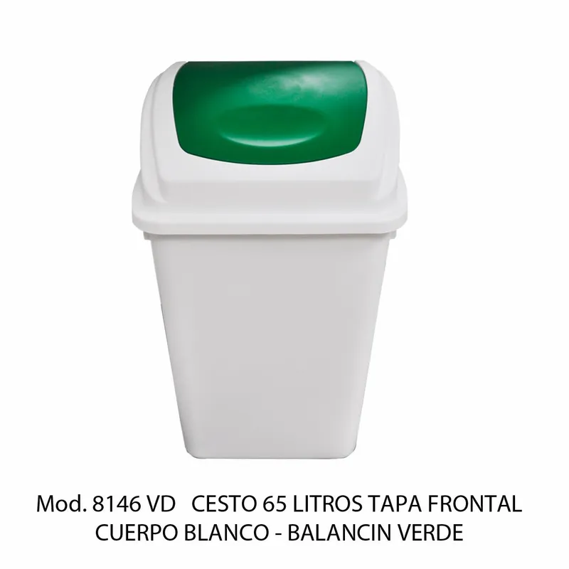 Bote de basura grande de 65 litros — Tapa Balancín Frontal Verde
