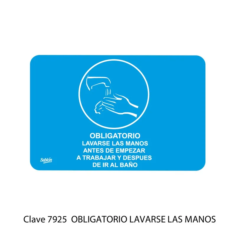 Señal de obligatorio lavarse las manos — Placa Rígida Autoadherible Mediana — Visibilidad de 0 a 8 metros
