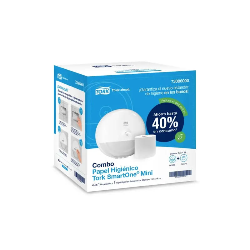Combo de Un Papel Higiénico + Equipo de Tork SmartOne® Mini