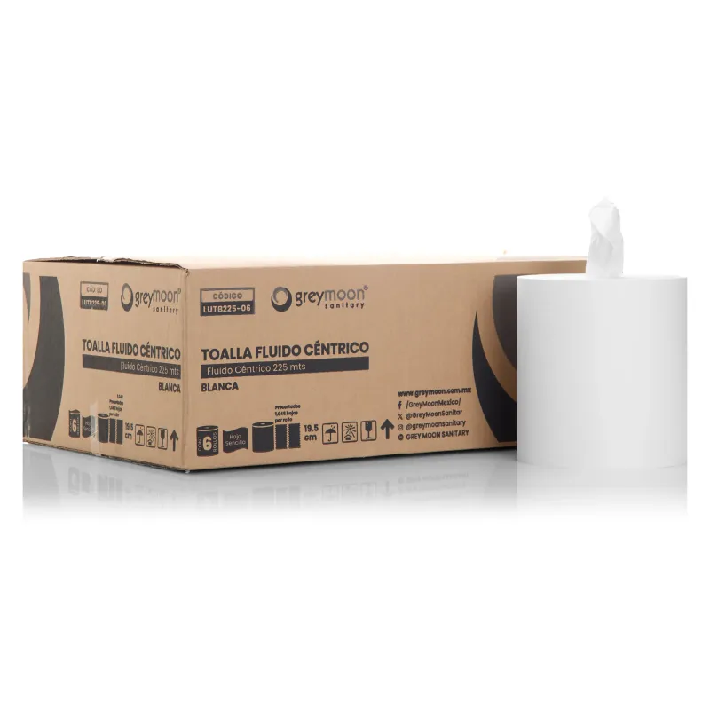 Toalla en rollo Fluido Centrico HS 6 rollos 225 mts (6,252 hjs por caja) ¡NUEVO!