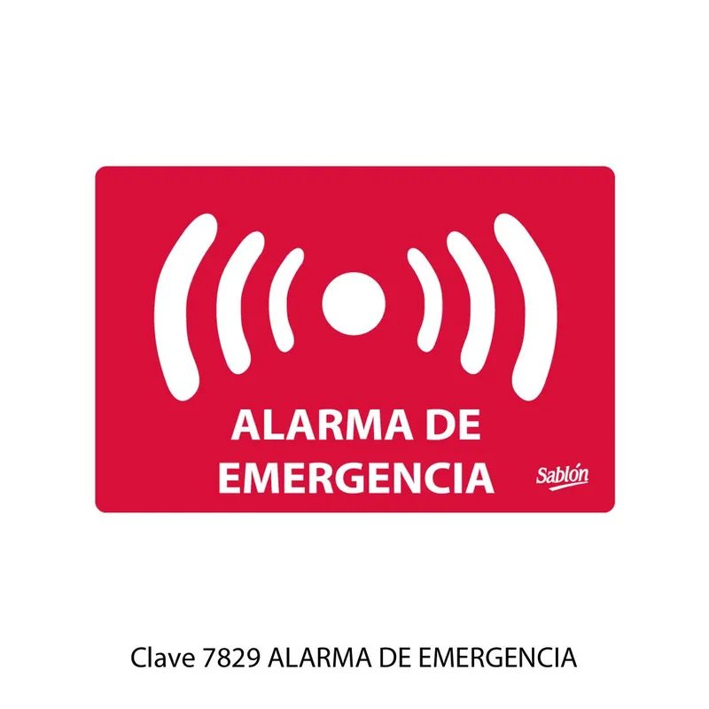 Señal de alarma de emergencia — Placa Rígida Autoadherible mediana — Visibilidad de 0 a 8 metros