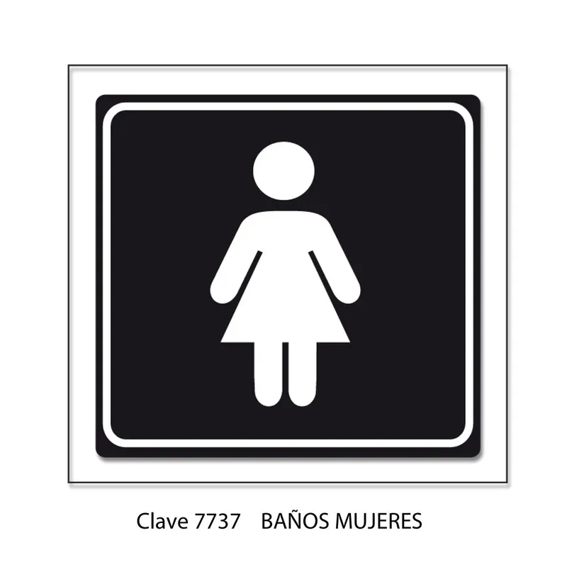 Señal de Baños Mujeres — Placa de Acrílico Autoadherible — Visibilidad de 0 a 6 metros