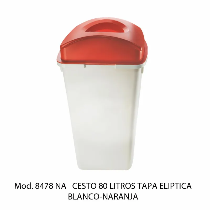 Bote de basura grande de 80 litros — Tapa Elíptica Naranja