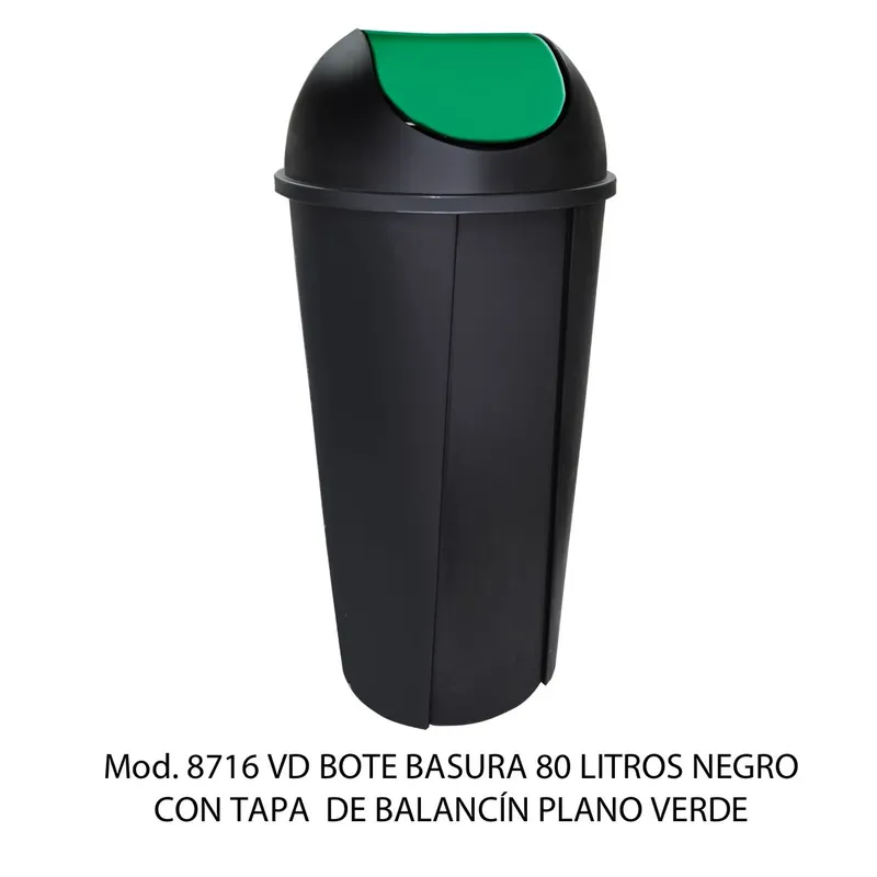 Bote de Basura Redondo Grande — 80 litros — Tapa tipo Balancín Liso