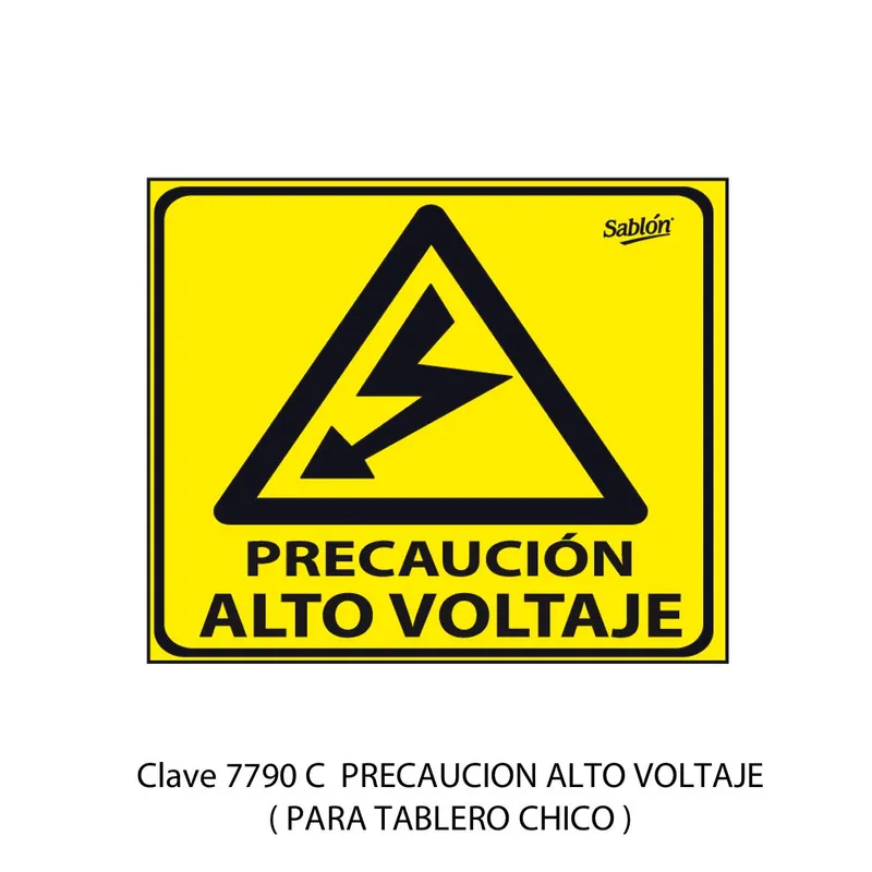 Señal de alto voltaje para tablero chica — Señal de vinil adherible — Visibilidad de 0 a 5 metros