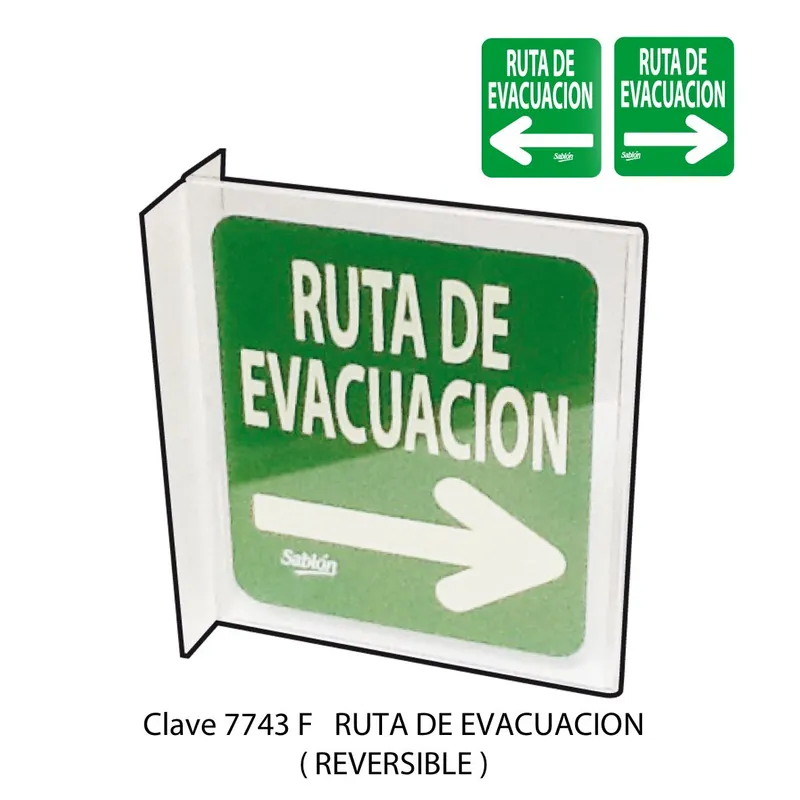 Señal de Ruta de Evacuación — Señal Triangular para pasillo — Visibilidad de 0 a 6 metros — Elite 180