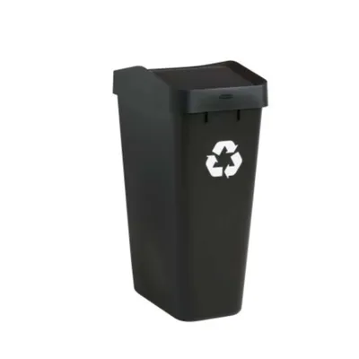 Contenedor de basura con tapa abatible, 47 Litros / 12.5 Gal, Negro