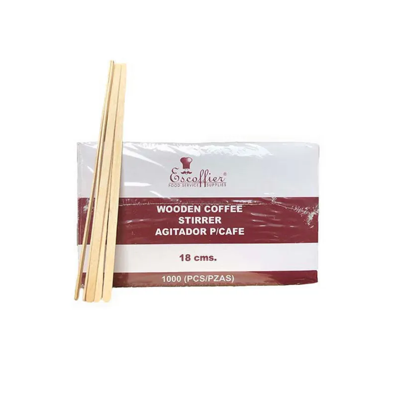 Agitador de madera Escoffier 18 cm | Caja con 1,000 piezas | Biodegradable para café y bebidas
